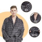 Men’s Plush Fleece Plaid Full-Length Bathrobe