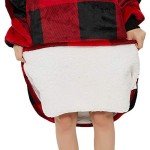 Oversized Sherpa Hoodie Blanket in Red Plaid