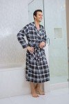 Men's Flannel Fleece Robe - Black/Blue Plaid