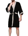 Men's Black Turkish Cotton Waffle Bathrobe - Small
