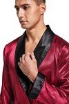 Burgundy Satin Robe and Shorts Set for Men