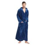 Cozy Two-Tone Hooded Fleece Robe for Men