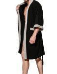 Men's Black Turkish Cotton Waffle Bathrobe - Small