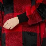 Oversized Sherpa Hoodie Blanket in Red Plaid