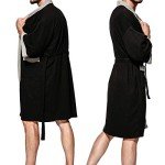 Men's Black Turkish Cotton Waffle Bathrobe - Small