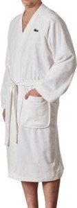 Lacoste Classic White Cotton Bath Robe for Men