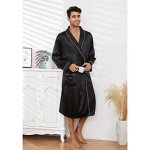 Men’s Lightweight Satin Kimono Robe - Black