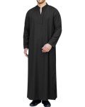 Men's Black Long Sleeve Kaftan Robe 3XL