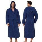 Men's Hooded Bathrobe - Soft, Quick-Dry, Navy Blue