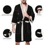 Men's Black Turkish Cotton Waffle Bathrobe - Small