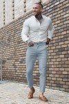 Slim Fit Grey Chino Pants for Men