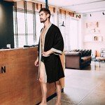 Men's Black Turkish Cotton Waffle Bathrobe - Small