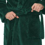 Men's Soft Plush Fleece Bathrobe with Pockets