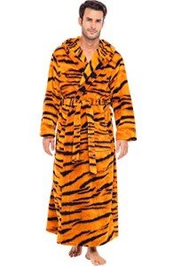 Plush Fleece Hooded Robe - Bengal Tiger Design