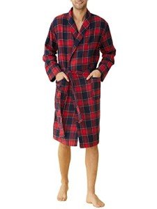 Latuza Men's Red Cotton Flannel Robe, Large