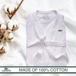 Lacoste Classic White Cotton Bath Robe for Men