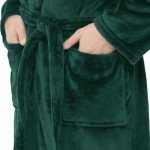 Men's Soft Plush Fleece Bathrobe with Pockets