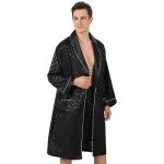 Haseil Men's Black Satin Kimono Robe Set