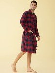 Latuza Men's Red Cotton Flannel Robe, Large