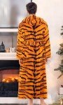 Plush Fleece Hooded Robe - Bengal Tiger Design