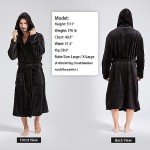 Men's Plush Hooded Kimono Bathrobe, Black 3X-4X
