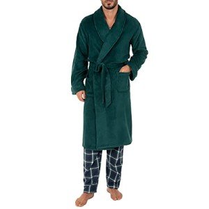 IZOD Men's Cozy Dark Green Fleece Robe