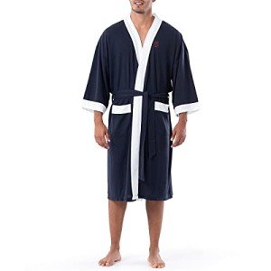 IZOD Men's Navy Waffle Knit Kimono Robe