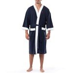 IZOD Men's Navy Waffle Knit Kimono Robe