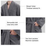 Men's Premium Thick Terry Cloth Bathrobe, Dark Grey