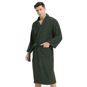 Dark Blue Classic Cotton Bathrobe for Men