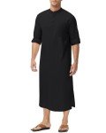 Men's Black Kaftan Long Sleeve Islamic Robe 3XL