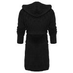 Men's Hooded Velvet Bathrobe with Pockets