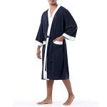 IZOD Men's Navy Waffle Knit Kimono Robe