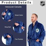 NHL Men's Plush Fleece Bathrobe with Pockets