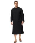 Men's Black Kaftan Long Sleeve Islamic Robe 3XL