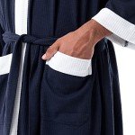 IZOD Men's Navy Waffle Knit Kimono Robe