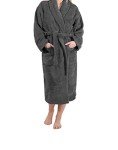 Men's Premium Thick Terry Cloth Bathrobe, Dark Grey