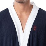 IZOD Men's Navy Waffle Knit Kimono Robe