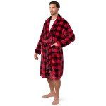PAVILIA Men’s Warm Fleece Plaid Bathrobe
