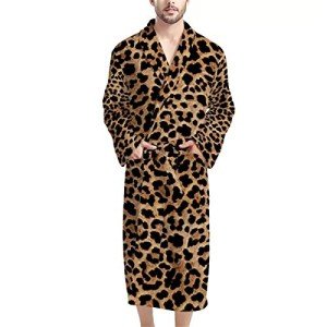 Men's Soft Cheetah Bathrobe with Pocket