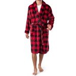 PAVILIA Men’s Warm Fleece Plaid Bathrobe