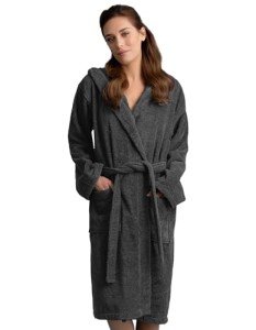 Men's Soft Cotton Hooded Terry Bathrobe - Dark Grey