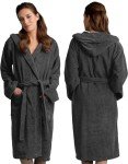Men's Soft Cotton Hooded Terry Bathrobe - Dark Grey