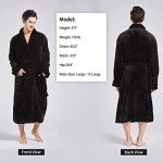 Warm Plush Fleece Bathrobe for Men - Black