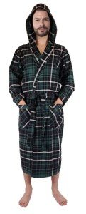 Andrew Scott Men's Hoodie Robe - Plaid Flannel