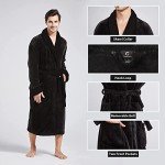 Warm Plush Fleece Bathrobe for Men - Black