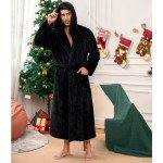 VULCANODON Men's Hooded Plush Bathrobe - Black