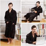 Warm Plush Fleece Bathrobe for Men - Black