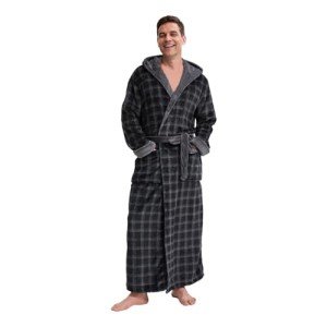 Men's Big & Tall Hooded Fleece Plaid Robe