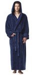 Navy Blue Hooded Fleece Robe for Men, XXL